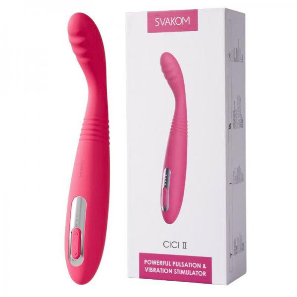 Máy rung thụt mini Svakom Cici II silicone mềm mịn cây rung móc massage điểm G
